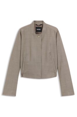 Tailored blazer in stretch-wool sharkskin, Light Beige