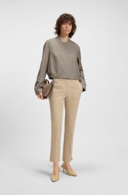 Chaqueta de lana el&aacute;stica con tejido de piel de tibur&oacute;n, Beige claro