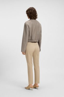 Chaqueta de lana el&aacute;stica con tejido de piel de tibur&oacute;n, Beige claro