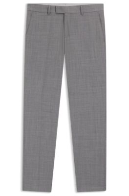 Thermo-regulating slim-fit trousers in virgin wool, Dark Grey
