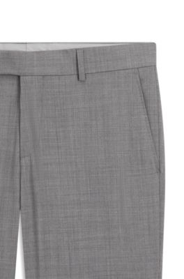 Thermo-regulating slim-fit trousers in virgin wool, Dark Grey
