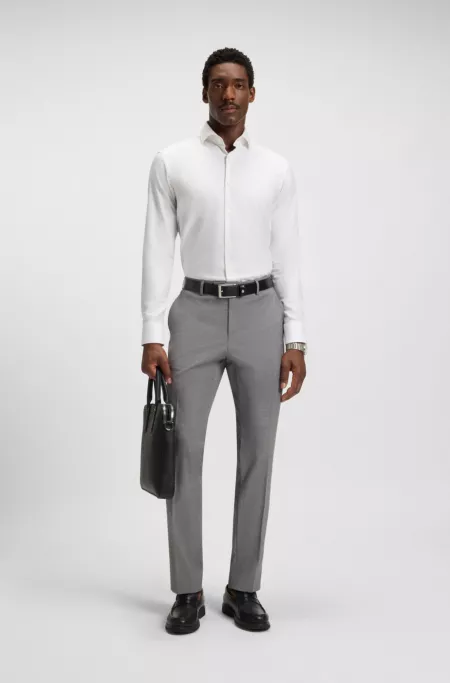 Thermo-regulating slim-fit trousers in virgin wool