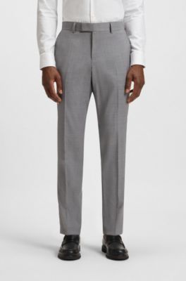 Thermo-regulating slim-fit trousers in virgin wool, Dark Grey