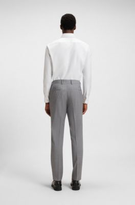 Thermo-regulating slim-fit trousers in virgin wool, Dark Grey
