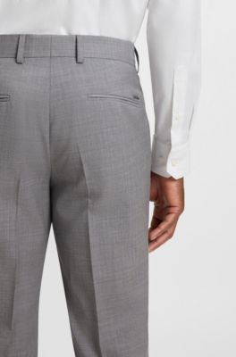 Thermo-regulating slim-fit trousers in virgin wool, Dark Grey