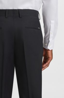 Thermo-regulating slim-fit trousers in virgin wool, Dark Blue