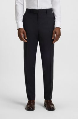 Thermo-regulating slim-fit trousers in virgin wool, Dark Blue