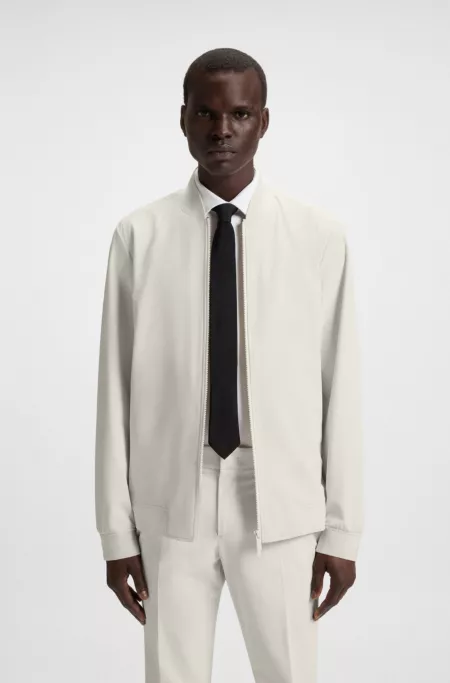 Stretch jacket with water-repellent finish