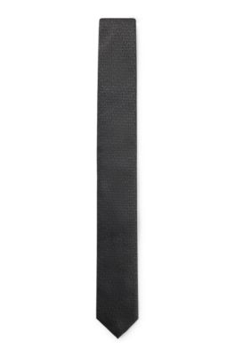 Corbata de seda con logo de jacquard, Negro