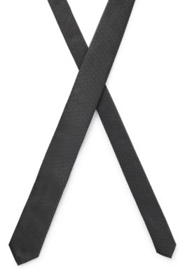 Corbata de seda con logo de jacquard, Negro