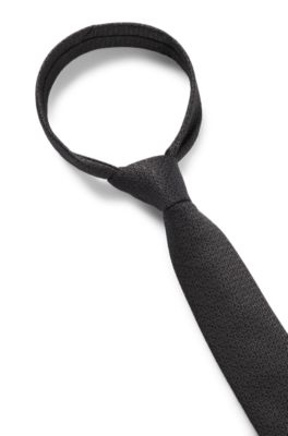 Corbata de seda con logo de jacquard, Negro