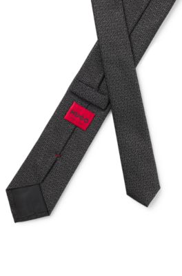 Corbata de seda con logo de jacquard, Negro