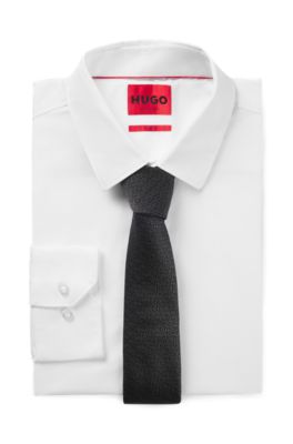 Corbata de seda con logo de jacquard, Negro