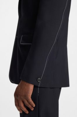 Relaxed-fit jacket with contrast stitching, Dark Blue