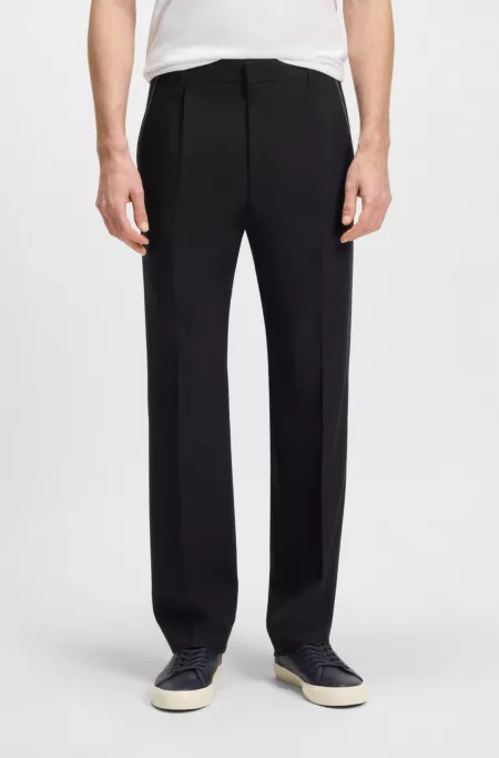 Melange relaxed-fit trousers in virgin wool