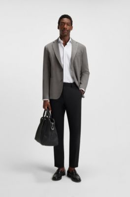 Blazer slim fit de c&oacute;modo pa&ntilde;o el&aacute;stico con microestampado, Gris