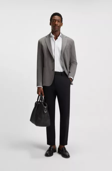 Patterned slim-fit jacket in comfort-stretch cloth