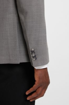 Patterned slim-fit jacket in comfort-stretch cloth, Grey