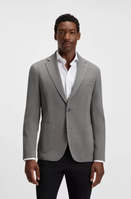 Patterned slim-fit jacket in comfort-stretch cloth