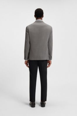 Patterned slim-fit jacket in comfort-stretch cloth, Grey