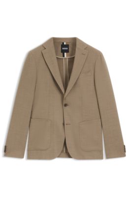 Blazer slim fit de c&oacute;modo pa&ntilde;o el&aacute;stico con microestampado, Beige