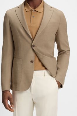 Blazer slim fit de c&oacute;modo pa&ntilde;o el&aacute;stico con microestampado, Beige