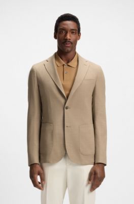 Blazer slim fit de c&oacute;modo pa&ntilde;o el&aacute;stico con microestampado, Beige