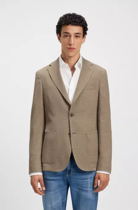 Checked slim-fit jacket in stretch cloth