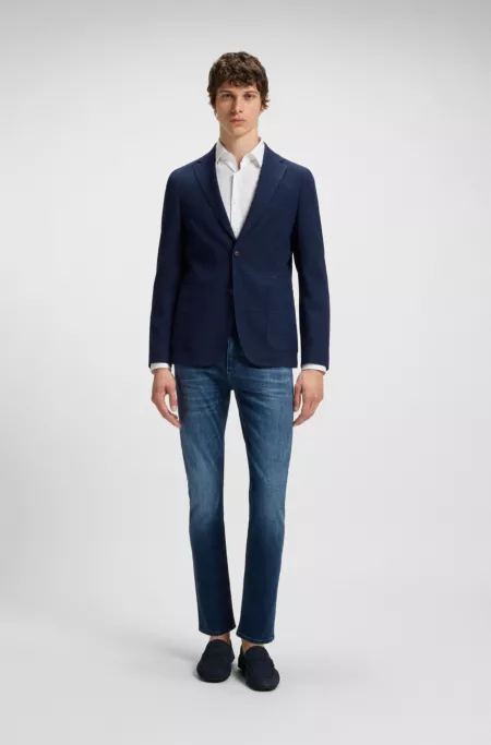 Checked slim-fit jacket in stretch cloth