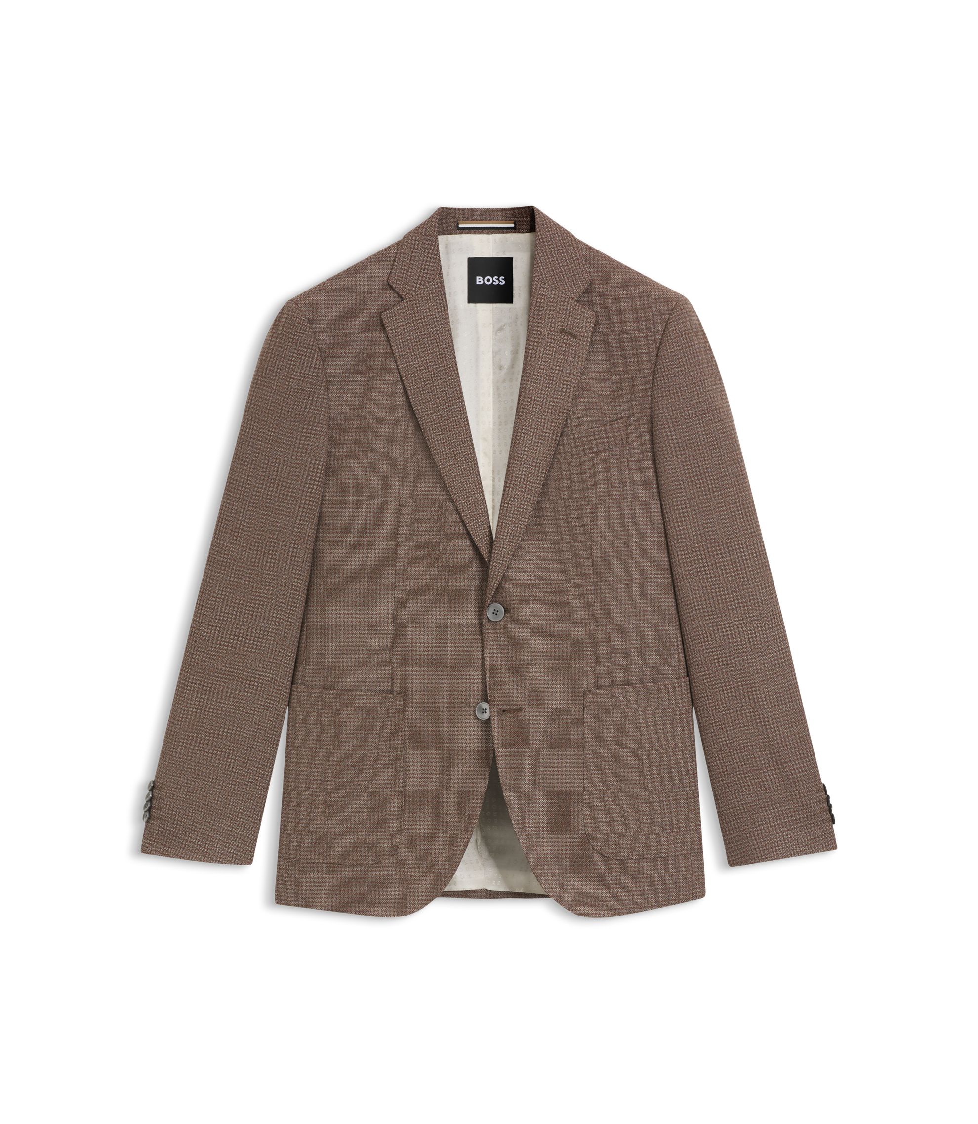 BOSS - Patterned regular-fit jacket in a wool blend - Brown