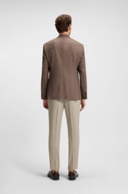 Blazer Regular en laine m&eacute;lang&eacute;e &agrave; motif, Marron