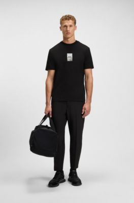 Photo-print T-shirt in stretch cotton, Black