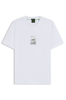 Camiseta relaxed fit de algod&oacute;n el&aacute;stico con estampado fotogr&aacute;fico, Blanco