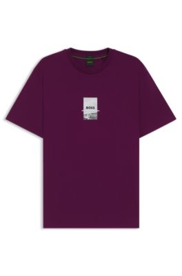 Camiseta relaxed fit de algod&oacute;n el&aacute;stico con estampado fotogr&aacute;fico, Pink