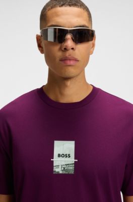 Photo-print T-shirt in stretch cotton, Pink