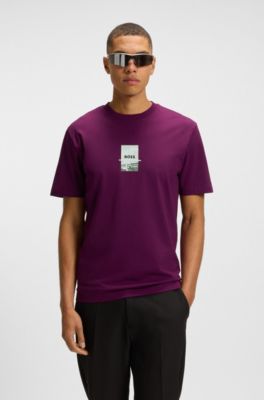 T-shirt d&eacute;contract&eacute; en coton stretch &agrave; imprim&eacute; photographique, Rose