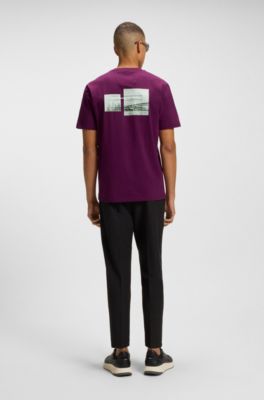 Camiseta relaxed fit de algod&oacute;n el&aacute;stico con estampado fotogr&aacute;fico, Pink