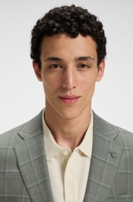 Checked regular-fit jacket in a wool blend, Green