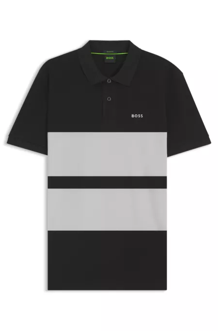 Block-stripe polo shirt in cotton piqué