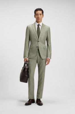 Blazer slim fit de tejido el&aacute;stico estampado, Verde