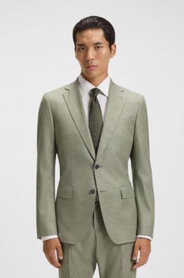 Blazer slim fit de tejido el&aacute;stico estampado, Verde