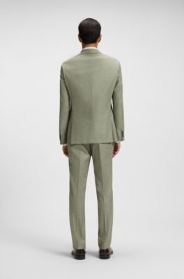 Blazer slim fit de tejido el&aacute;stico estampado, Verde