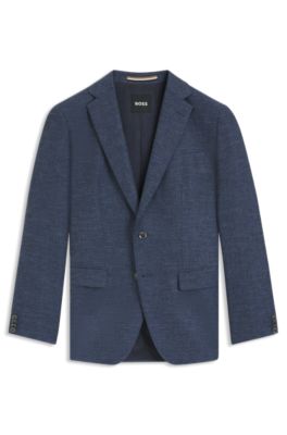 Blazer slim fit de tejido el&aacute;stico estampado, Azul oscuro