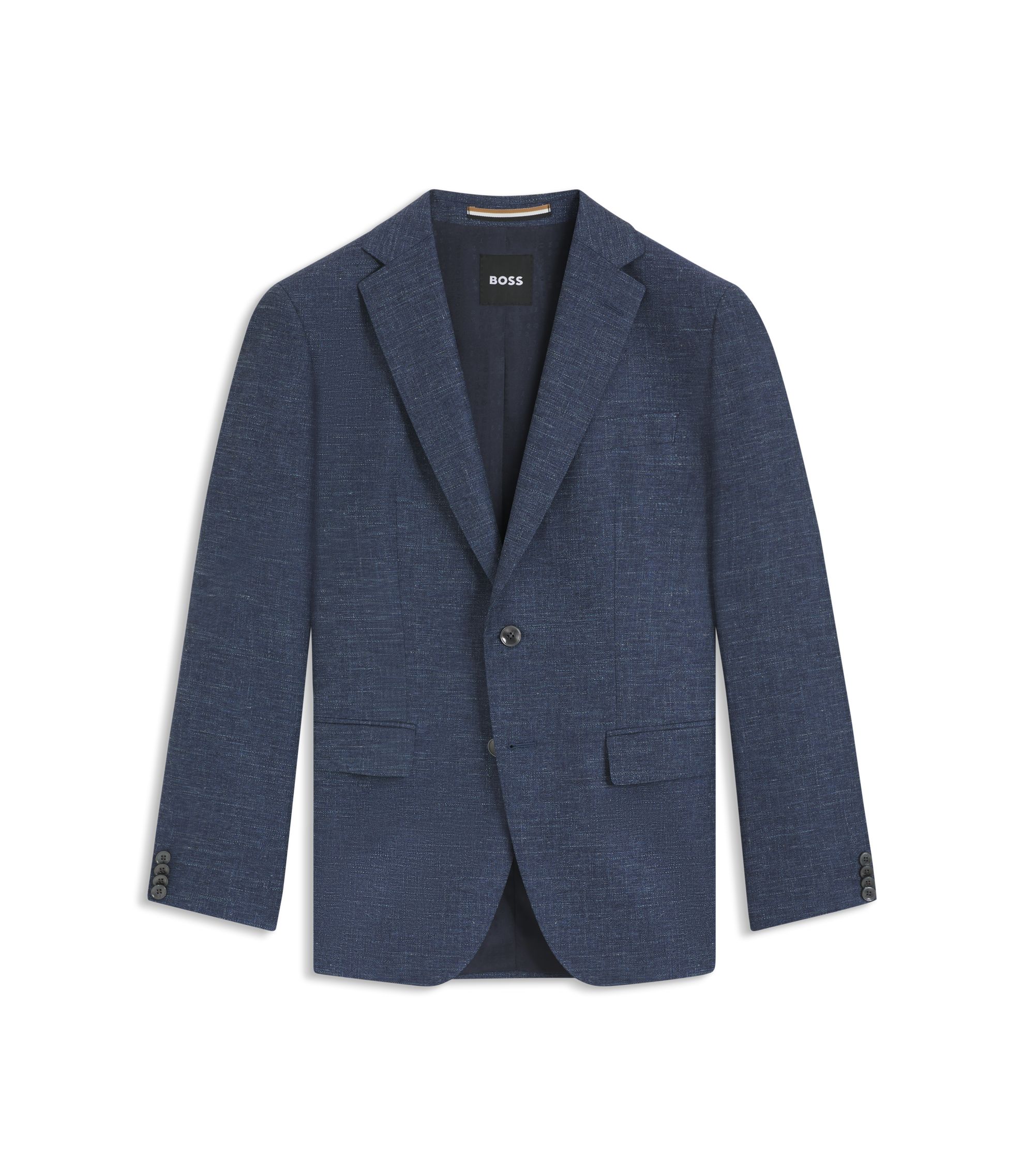 BOSS - Patterned slim-fit jacket in stretch fabric - Dark Blue