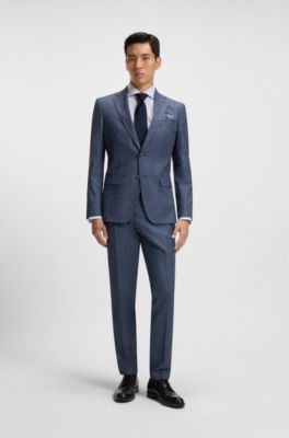 Blazer slim fit de tejido el&aacute;stico estampado, Azul oscuro