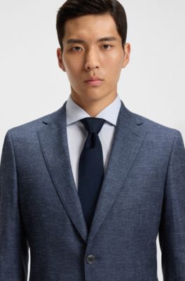 Blazer slim fit de tejido el&aacute;stico estampado, Azul oscuro