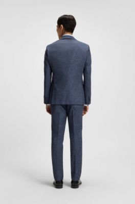 Blazer slim fit de tejido el&aacute;stico estampado, Azul oscuro