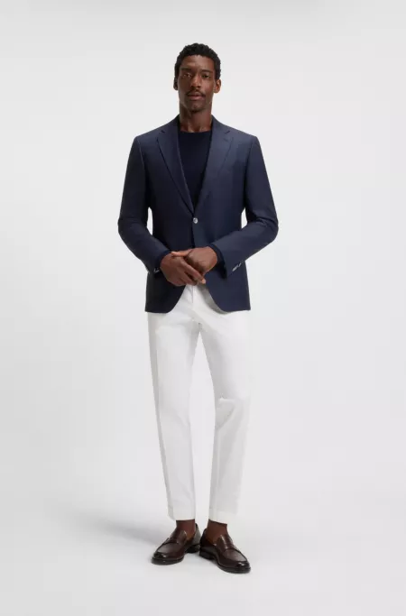 Checked slim-fit jacket in virgin wool