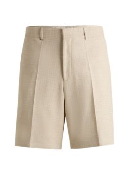 Formal shorts in stretch tweed, Light Beige
