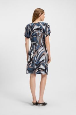 Robe en satin &agrave; imprim&eacute; tourbillon, Fantaisie